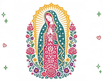 Virgen de Guadalupe PNG / Diseño de sublimación de Nuestra Señora de Guadalupe / Mexicano católico