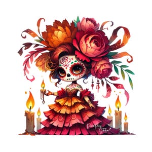 La Catrina PNG, Tag der Toten, Sugarskull Clipart (digitaler Download)