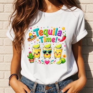Tequila Time PNG, Kawaii Margarita Sublimation Design, Cinco De Mayo (Digital Download)