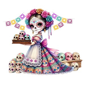 La Catrina PNG, Dödas dag Clipart, Mexikansk sockerskalle (digital nedladdning)