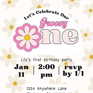 Groovy One Birthday Invitation