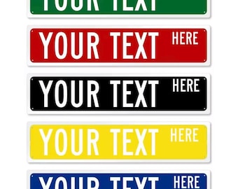 Personalised street signs custom text metal home work bedroom garage red yellow purple black white green blue indoor outdoor