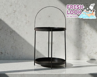 Bathroom Vanity Organizer | Double Tier Tray Stand | Countertop Storage Rack | Carry Handle Caddy | Skincare Perfume Display