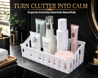 Étagère de rangement pour salle de bain | Support à hauteur réglable | Panier de rangement pour coiffeuse | Bac de rangement pour produits cosmétiques | Support gain de place