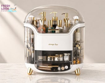 Scatola organizer per trucchi con cassetti girevoli / Coperchio trasparente per riporre i tuoi prodotti da trucco.