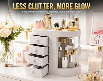 Large Cosmetic Storage Box | Dustproof Makeup Organizer Drawer | Desktop Skincare Holder | Vanity Beauty Storage Case