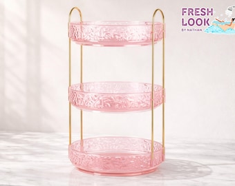 Rotating Makeup Organizer | Clear Acrylic Vanity Display | Space Saving Cosmetic Holder