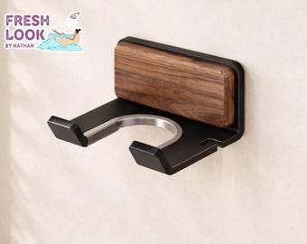 Solid Wood Hair Dryer Holder | Wall Mount Organizer, Cord Storage Hook