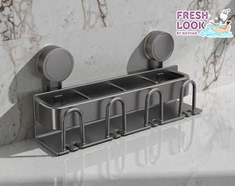 Suction Wall Mount Toothbrush Holder | Rotating Install, Fast Draining