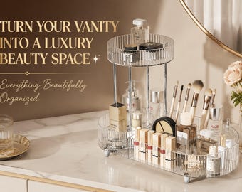 360 Rotating Makeup Organizer | Clear Cosmetic Storage Box | Vanity Makeup Holder  Tray | Skincare Counter Organizer | Beauty Storage