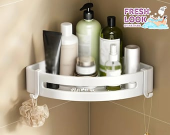 Adhesive Corner Bathroom Shelf | Wall Mounted Toiletries Organizer