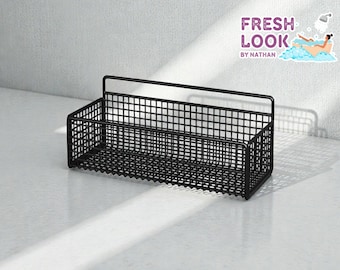 No Drill Bathroom Shelf | Metal Basket Wall Organizer