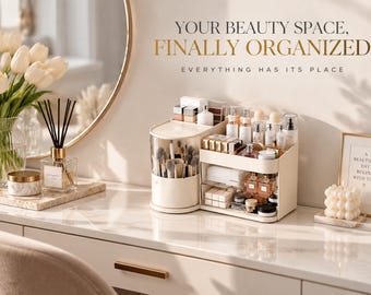 Cosmetics Storage Box | Large Capacity Makeup Organizer | Skincare Lotion Lipstick Holder | Desk Dresser Beauty Storage Rack