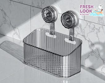 Clear Bathroom Suction Cup Basket | Shower Organizer