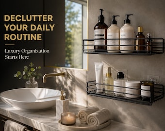 Wall Mounted Bathroom Storage Shelf | Shower Shampoo Holder | Cosmetic Organizer Rack | Drain Basket | Bathroom Corner Shelf