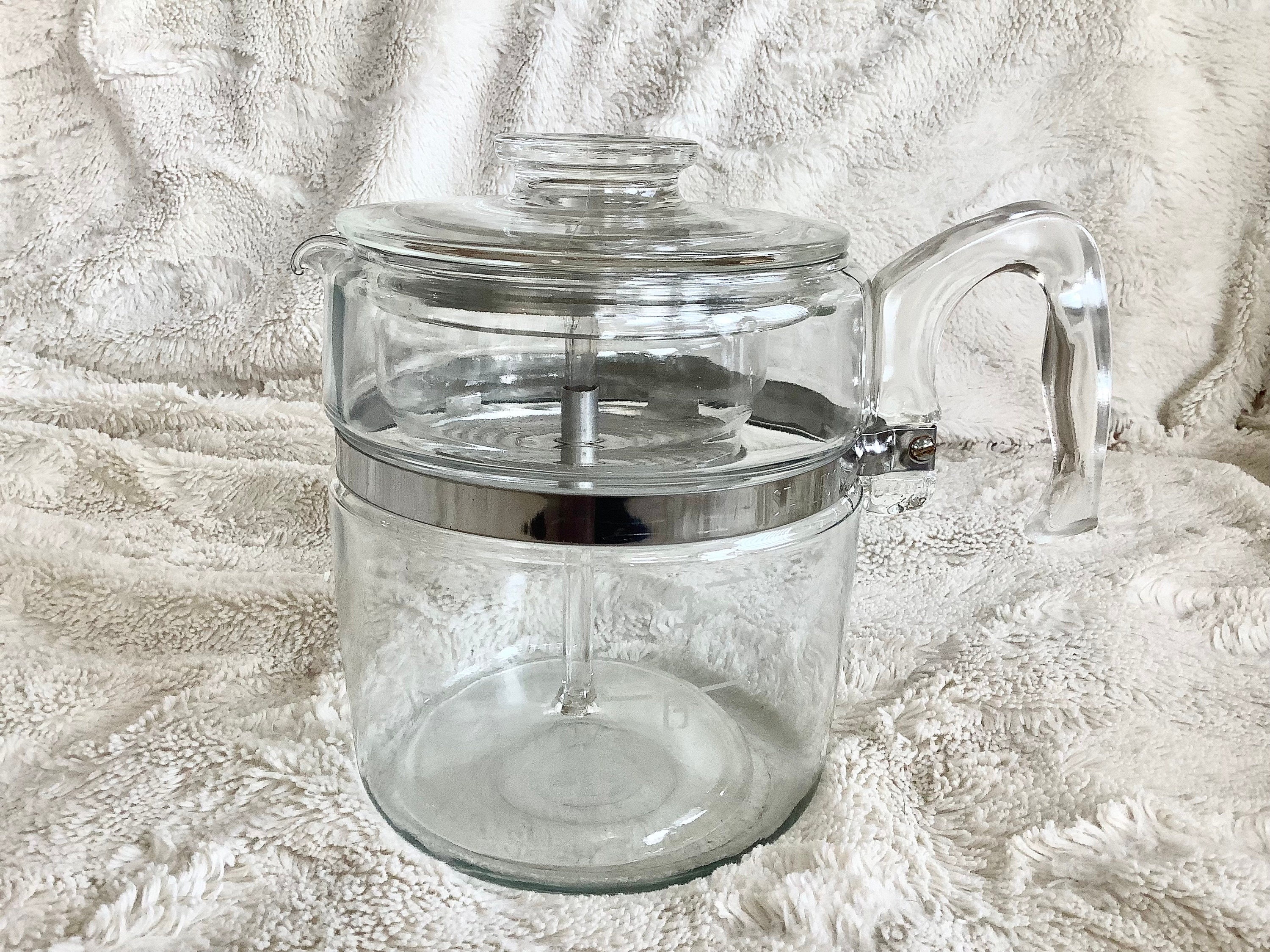 Pyrex Flameware 9 Cup Vintage Glass Stovetop Coffee Percolator Made in USA 