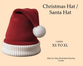 Patrón de costura para gorro de Papá Noel: tallas de bebé a adulto (patrón en PDF)