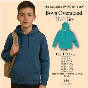 Oversized Kids Hoodie Sewing Pattern: Beginner-Friendly PDF (Sizes 7-15 Years)