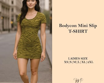 Bodycon Tee Dress Sewing Pattern: Stretch Rib Knit, XS-2XL (PDF Pattern)