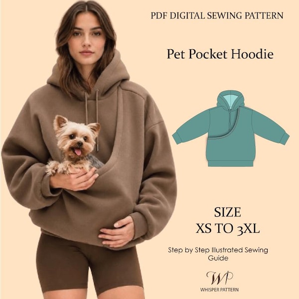 Pet Pocket Hoodie Sewing Pattern | Oversized Dog Carrier (Digital Download)