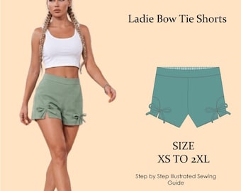 Women Bow Tie Shorts Sewing Pattern | High-Waist Summer DIY (XS-2XL)