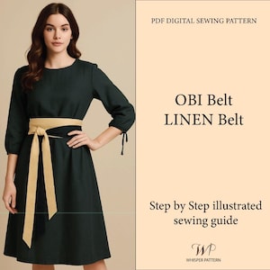 Leinen Obi Gürtel Schnittmuster: Verstellbare Taille Krawatte Krawatte (PDF Download)