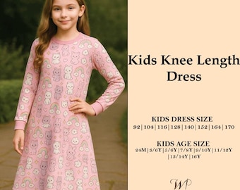 Girls' A-Line Dress Sewing Pattern: Long Sleeve Tunic, Sizes 18M-16Y (PDF Pattern)
