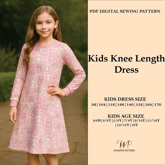 long sleeve tunic dress pattern Jasper Dress and Tunic PDF Sewing Pattern, Including Sizes 12 Months - 14  Years, Girls Dress Pattern, Tunic, Long Sleeve, Flounce Sleeve
