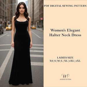 Marissa Elegant Halter Neck Dress Sewing Pattern | Sizes XS to 3XL | A4 & A0 PDF Pattern with Illustrated Sewing Instructions