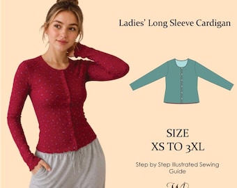 Ladies Long Sleeve Cardigan Sewing Pattern PDF
