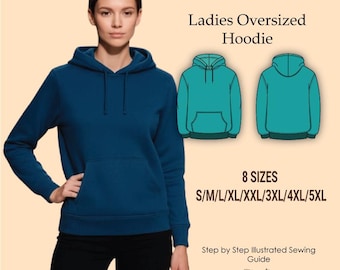 Oversized Women's Hoodie Sewing Pattern: Plus Size Pullover (PDF)