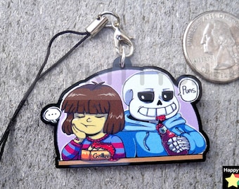 Sans and Frisk Charm Keychain