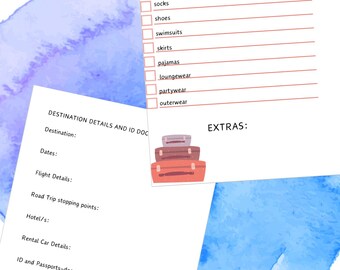 Travel packing list--printable travel item packing list