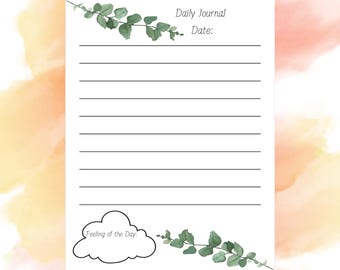 Daily Journal planner page--printable daily journal page, thought writing