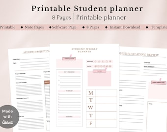 Printable Student Planner | Printable Academic Planner | Student Planner | College Student Planner | High School | Instant Digital Download