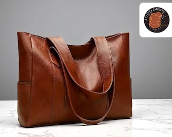 Borsa a mano classica in pelle PU / Borsa a tracolla con cerniera / Borsa da lavoro di grande capacità / Classico accessorio da pendolare per l'uso quotidiano