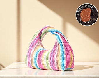 Rainbow Straw Handbag for Women | Striped Pattern Shoulder Tote | Ruched Design Zipper Purse | Casual Beach Bag Accessory
