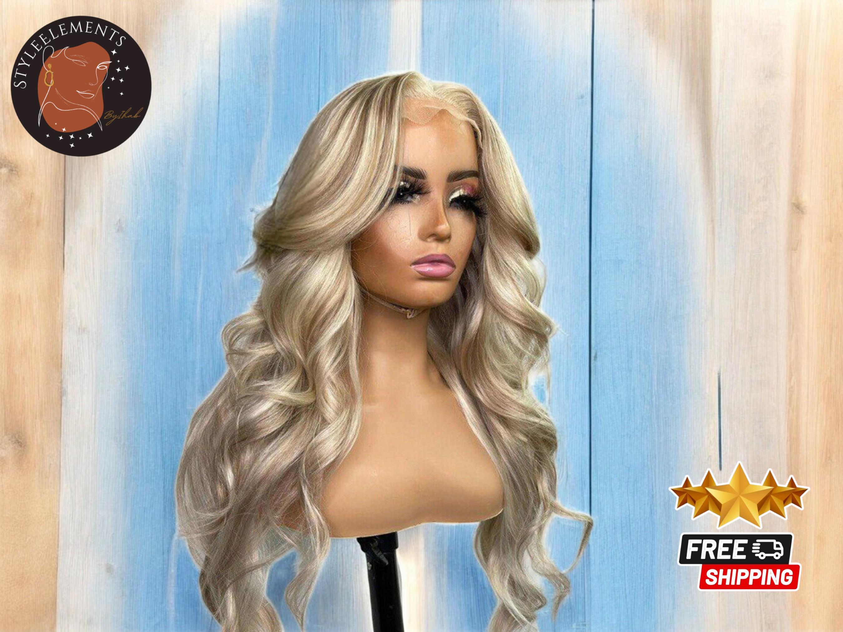 Lacefront wig blonde 27/613 Soft lace 2020 Long Wavy Lace Front Synthetic Hair Wig Blonde Mix 27/613  main image 2