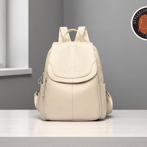 Sac à dos en cuir PU pour femme | Cartable scolaire grande capacité | sac à dos de voyage à fermeture éclair | Fourre-tout fonctionnel décontracté pour un usage quotidien