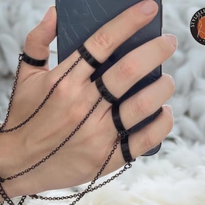 Pulsera punk, anillo gótico, conjunto de cadena y dije para muñeca, accesorios unisex ajustables.