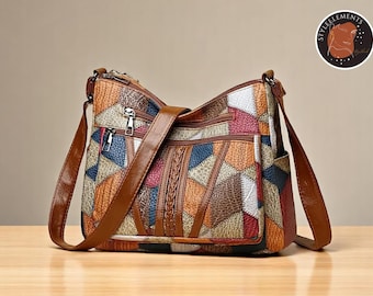 Retro Crossbody Bag | Multi-Pocket Shoulder Tote | Women’s Sling Purse with Adjustable Strap | Zippered Everyday Accessory
