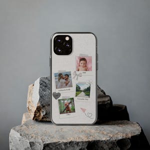 Coque de portable souple personnalisée, collage photo personnalisé, livraison gratuite, cadeau de voyage pour bébé et couple, coque résistante pour iPhone/Samsung