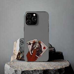 Étui souple pour téléphone avec cartes à jouer, housse de téléphone unique pour gamer, cadeau amusant pour les amateurs de cartes, accessoire élégant pour ados, cadeau d'anniversaire
