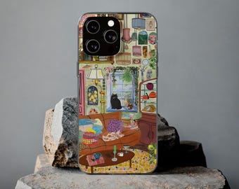 Matisse Inspired Soft Phone Case | Artistic Cozy Cat Design | Whimsical Vintage Aesthetic | Colorful Art Lover Gift