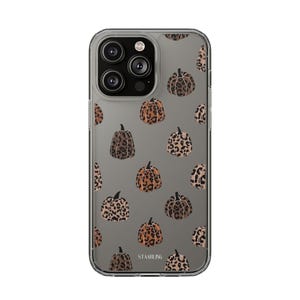 Clear Phone Case iPhone Samsung – Leopard Pumpkin Fall Halloween Aesthetic Slim Protective Cover