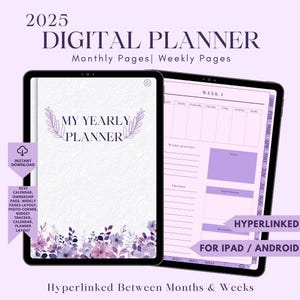 2025 Digital Planner GoodNotes Dated Hyperlinked Planner Digital Daily Planner Weekly Planner Monthly Planner 2025 iPad Notability Planner