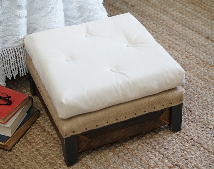 Hand Made Diamond Tufted Ottoman Pillow Top Ottoman Barn Etsy