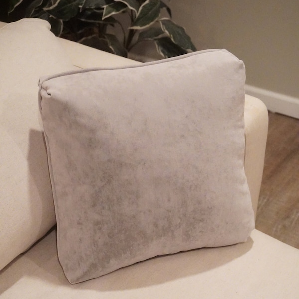 Handmade velvet throw pillow, pillow covers, heavy weight velvet, square pillow 15x15, silver gray, platinum, light grey