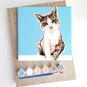 Custom DIY paint kit featuring your pet, personalized paint by numbers canvas, how to paint, gift for animal lover, made to order image 2