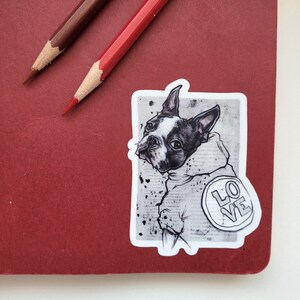 Boston terrier LOVE sticker Daily dog stickers Dog Stickers Waterproof Stickers Vinyl Stickers Laptop Stickers Stickers image 2